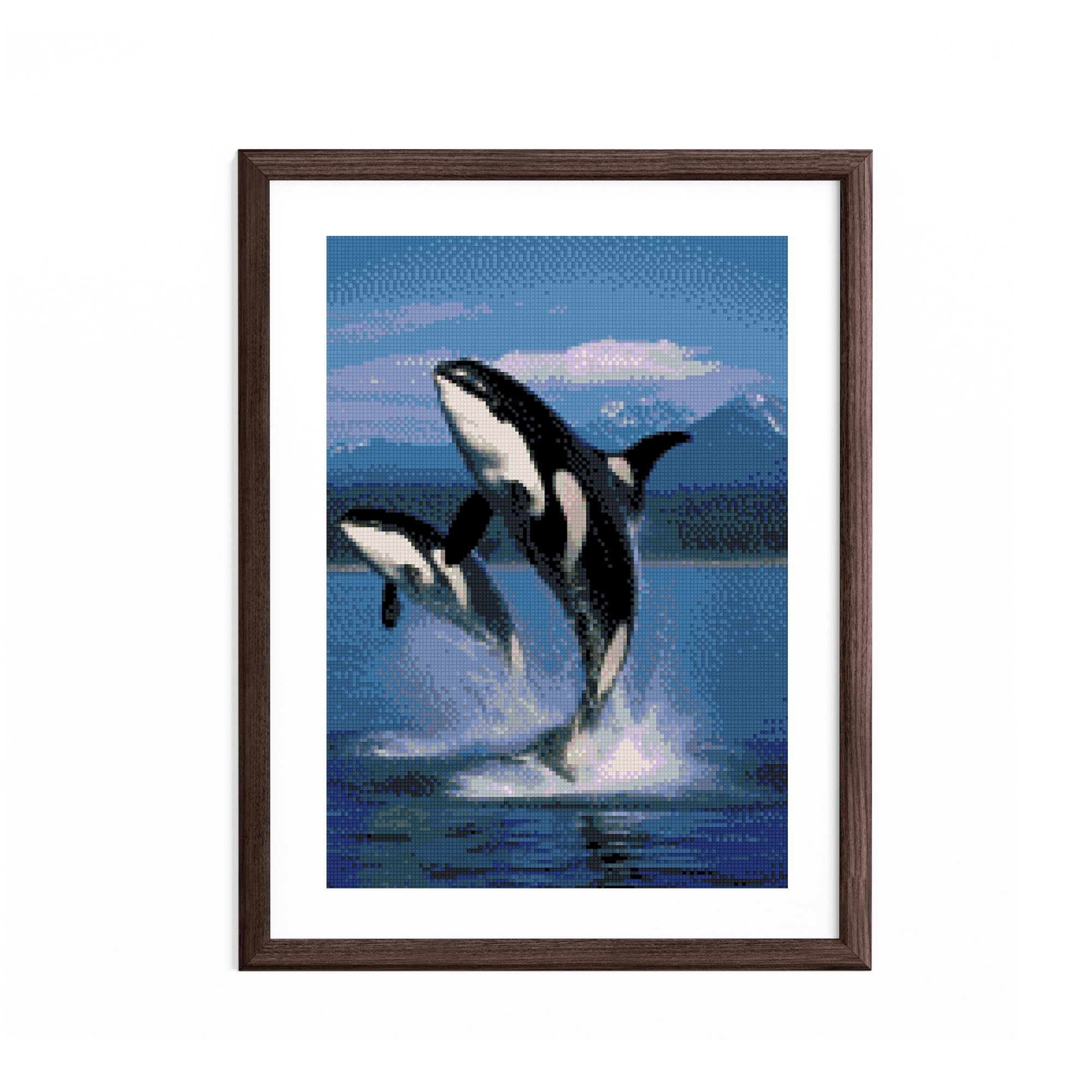 Jumping Orcas Killer Whale 5D Diamond Art DIY Paint with Full